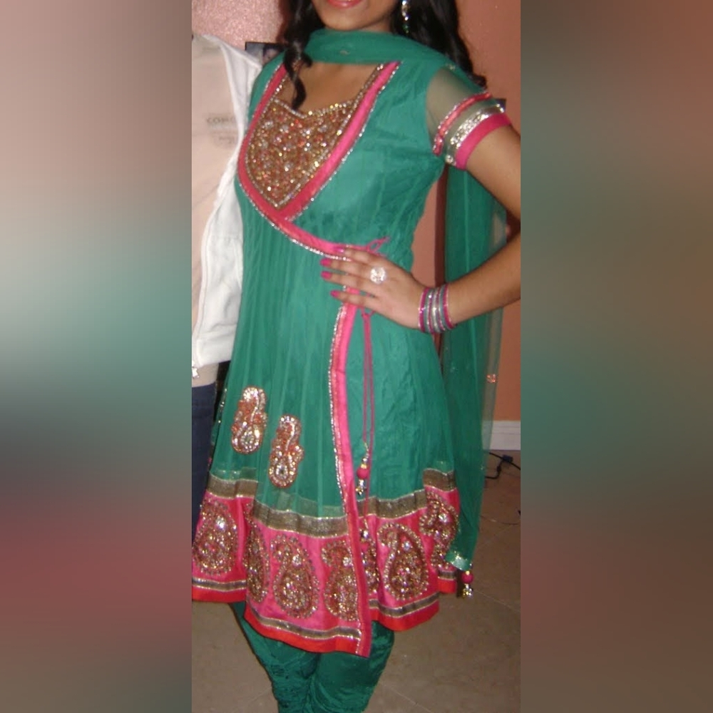 Green & Pink Anarkali Salwar